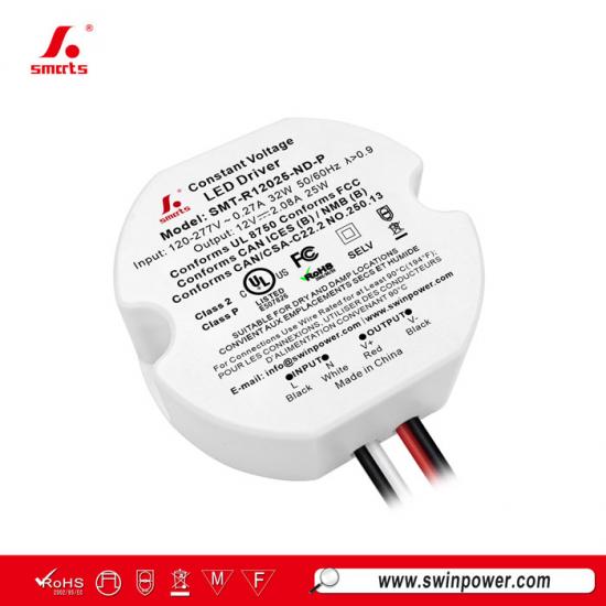 Alimentation LED à tension constante 25W, forme ronde, polyvalente et facile à installer