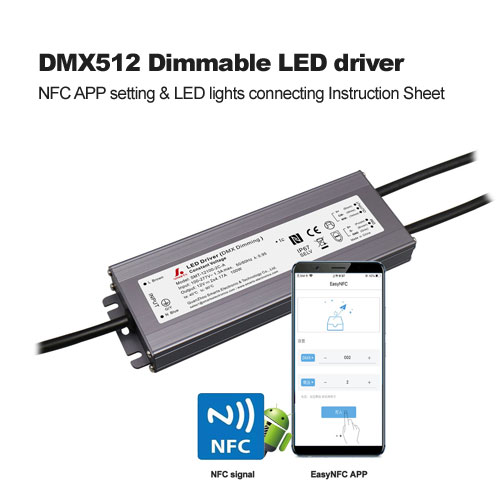  DMX512 Dimmable pilote LED NFC App Cadre & Feuille d'instructions de connexion à LED