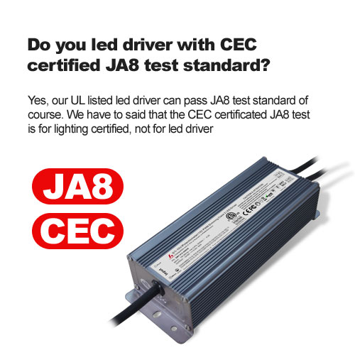 avez-vous conduit le pilote avec la norme de test JA8 certifié CEC?