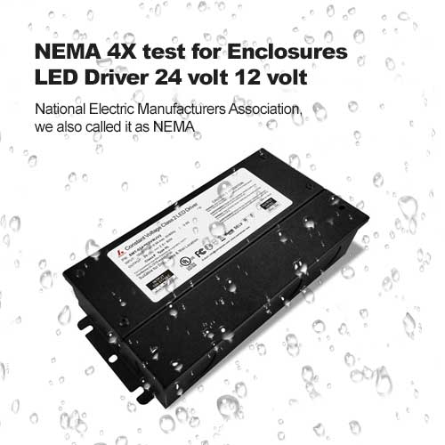 Test NEMA 4X pour boîtiers LED Driver 24 volts 12 volts