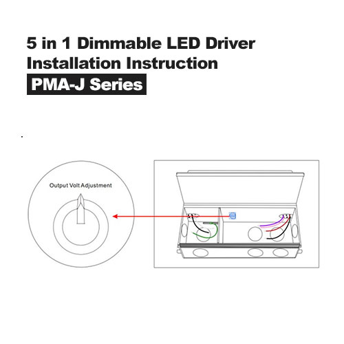 Instructions d'installation du pilote LED à intensité variable 5 en 1 et de la boîte de jonction de la série PMA-J