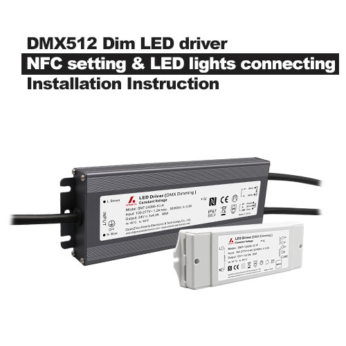 Pilote LED DMX512 Dim, réglage de l'application NFC, connexion des lumières LED, instructions d'installation